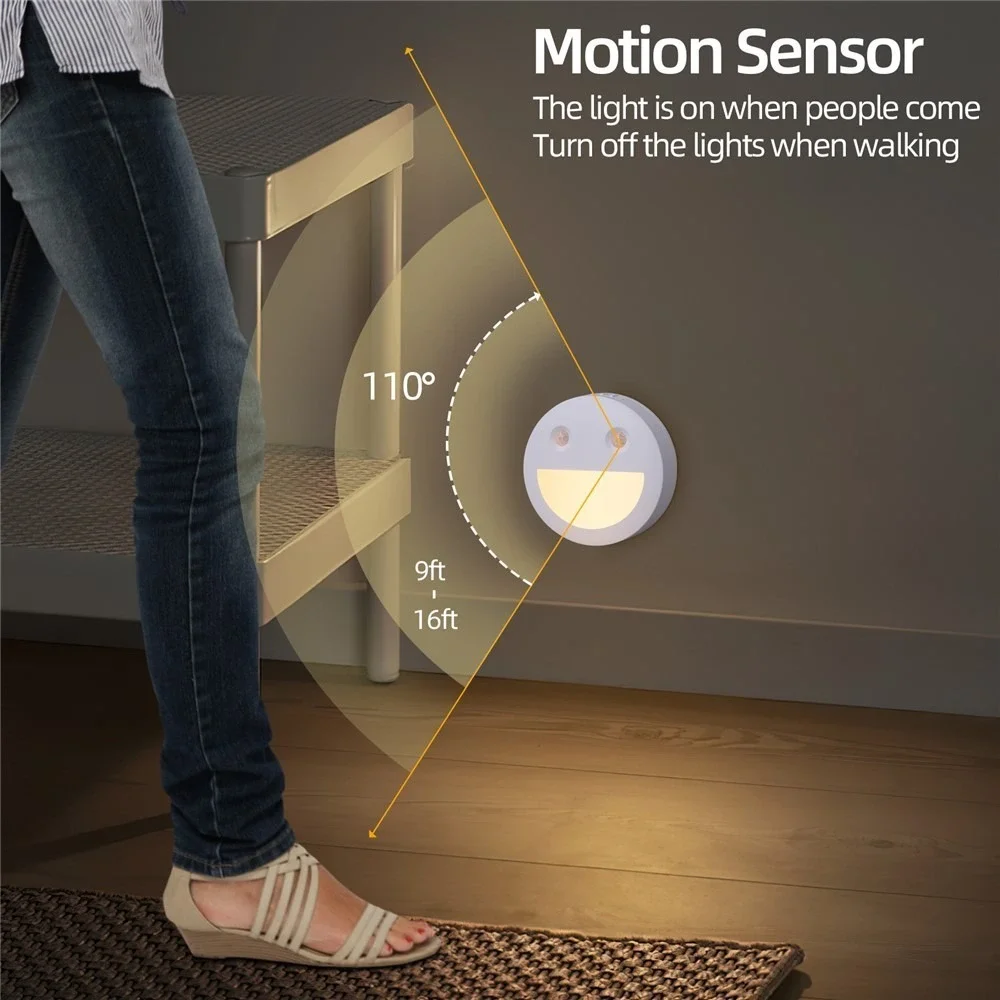 Pack of 2 Smiley Night Light DC-SNL with Motion Sensor, 3 x AAA Battery Operate